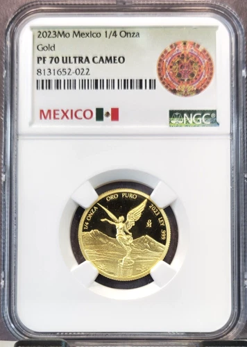 2023 MEXICO GOLD 1/4 ONZA LIBERTAD NGC PF 70 ULTRA CAMEO SCARCE GEM PERFECTION