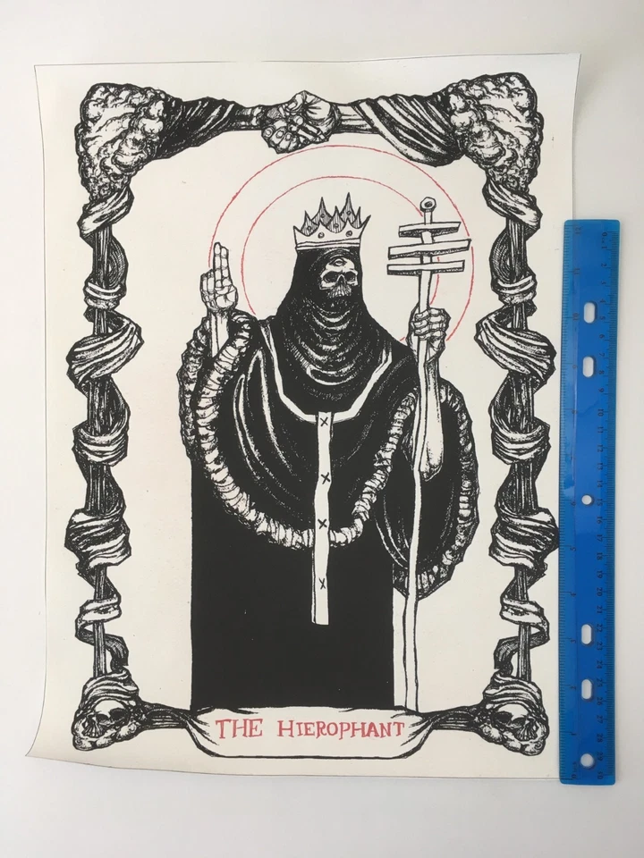 The Hierophant Tarot Art Print Gothic Skeleton King Poster Occult Wall Decor - Image 2 of 4