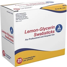 Dynarex 1216 Lemon-Glycerin Swabsticks (Packet of 3 Swabs) (Box of 25)
