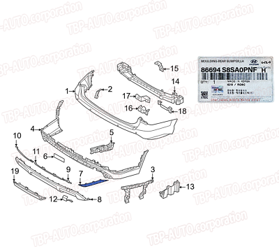 GENUINE ® REAR Bumper Molding LEFT 2023-2025 Palisade Calligraphy