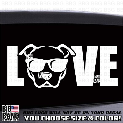 Pitbull LOVE Vinyl Decal Sticker SUV Car Truck Window Mom Dad Family Dog LIFE