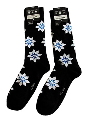 2 Pair of Alfani Mens Floral Print Black Dress Socks Size 10 - 13