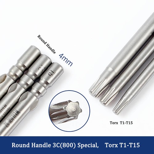Torx Spanner Solid T1-T15, Round Shank 4mm Magnetic Torx Screwdriver Bits S2 Bit - Picture 2 of 12