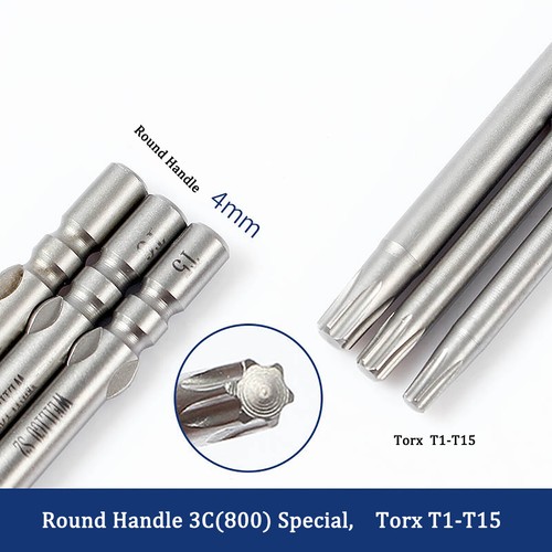 Torx Spanner Solid T1-T15， Round Shank 4mm Magnetic Torx Screwdriver Bits S2 Bit - Picture 1 of 11