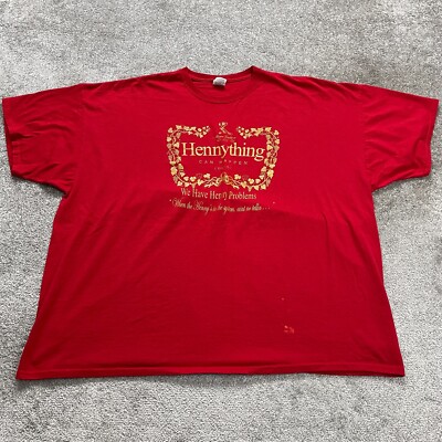 Jerzees Dri-Power Active Tee T-Shirt Mens 5XL Red Graphic Hennything Cotton Top