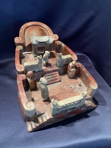 Antique Hand Carved Soapstone Miniature Altar Temple Scene People Animals 20Pcs