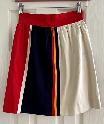 Vtg 1970s Charlie's Girls by Erika Elias Yellow Navy  Red A-Line Tennis Skirt