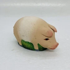 Vintage 1980s Hollow Ceramic Pig Piggy Figurine 3” Art Decor Handmade 31