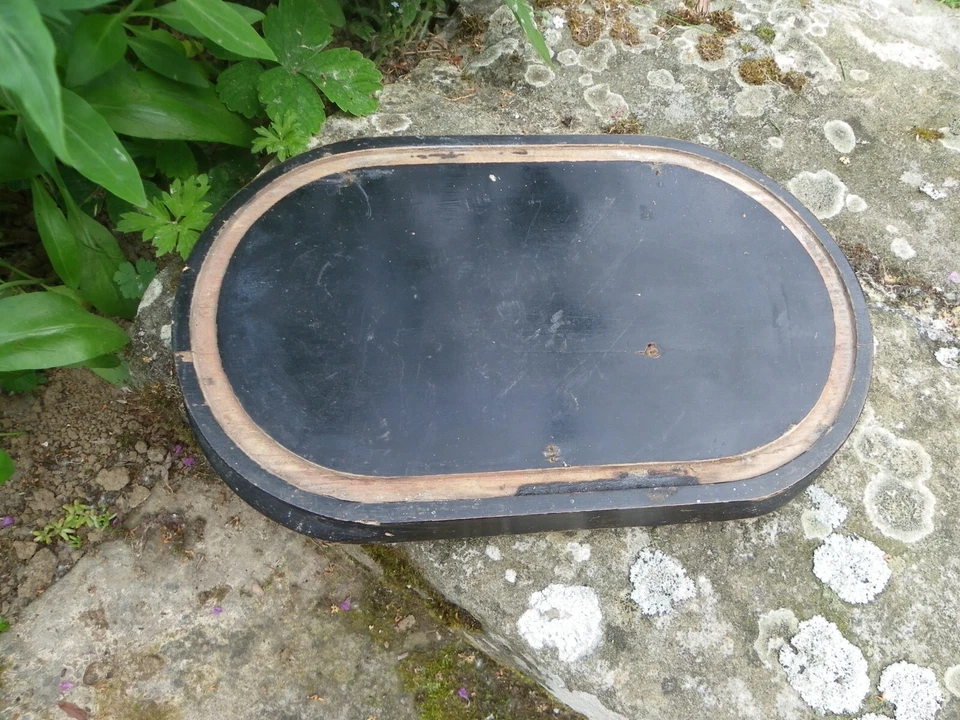 ANCIEN SOCLE EN BOIS POUR PENDULE OU GLOBE DE MARIÉE - 33 x  20,5 cm - Photo 2/4