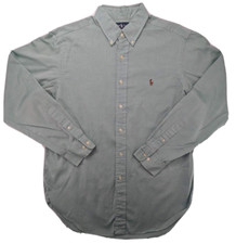 Polo Ralph Lauren Oxford Shirt Men's 16 34/35 Classic Green Solid LS Casual