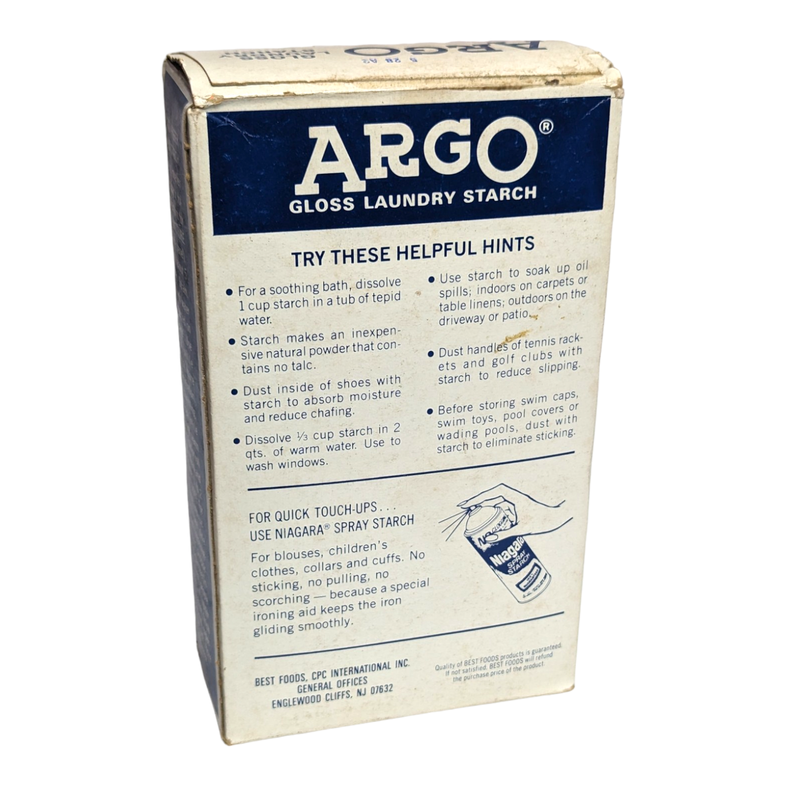 Vintage Argo New Old Stock Powdered Gloss Laundry Starch 16 oz Blue Box
