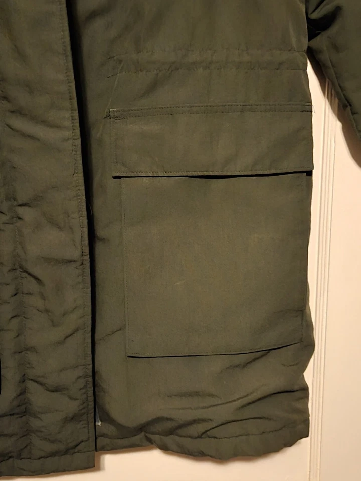 De colección Woolrich Mujeres Lana Forrada Bolsillo Cremallera Tareas de Granero M SIN CAPUCHA 2 AGUJEROS PEQUEÑOS Foto 4 de 4