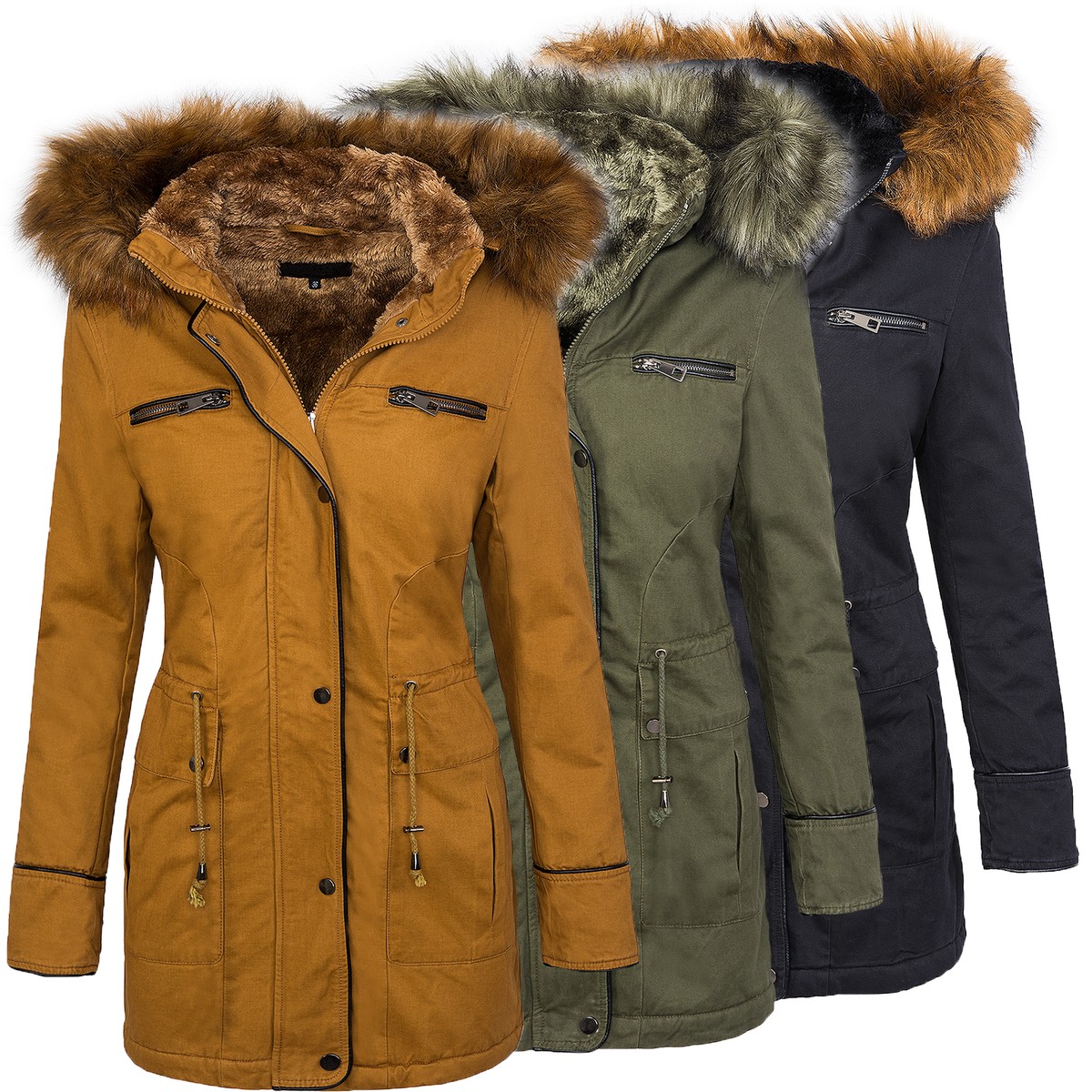 Damen Parka Winterjacke Damen Mit Fell Innen Geographical Norway - Main Image