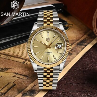 San Martin New SW200 Business Luxury Watches Sapphire Crystal Carving