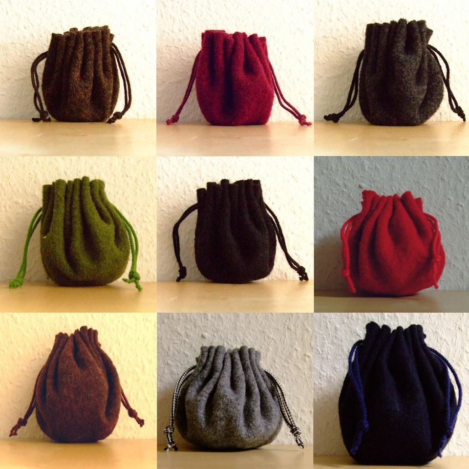 Bolsa De Dinero/Dados Pequeña Varias Colores Lana LARP Juego De Rol Medieval - Imagen 2 de 2