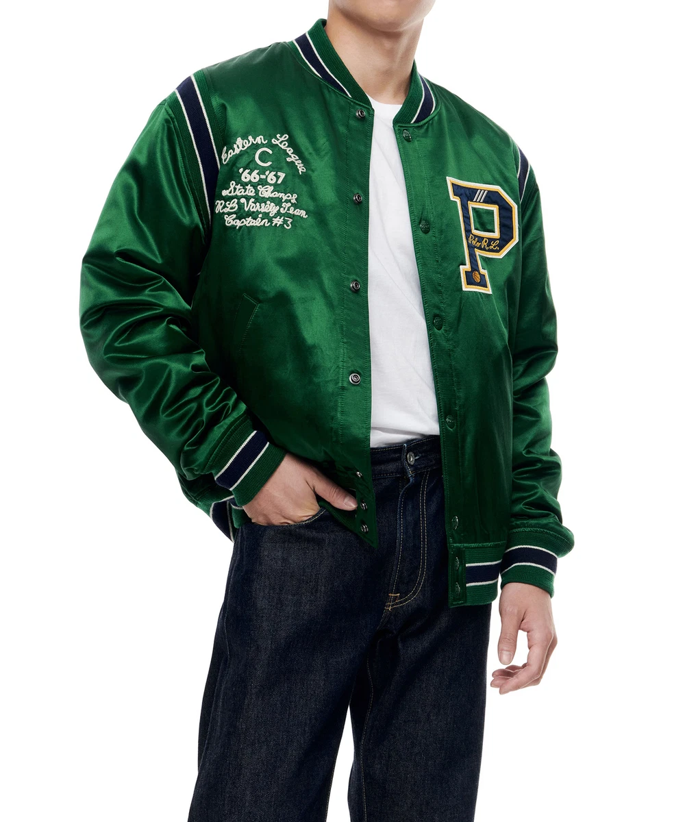 Genuine Polo Ralph Lauren Satin Letterman Jacket Green
