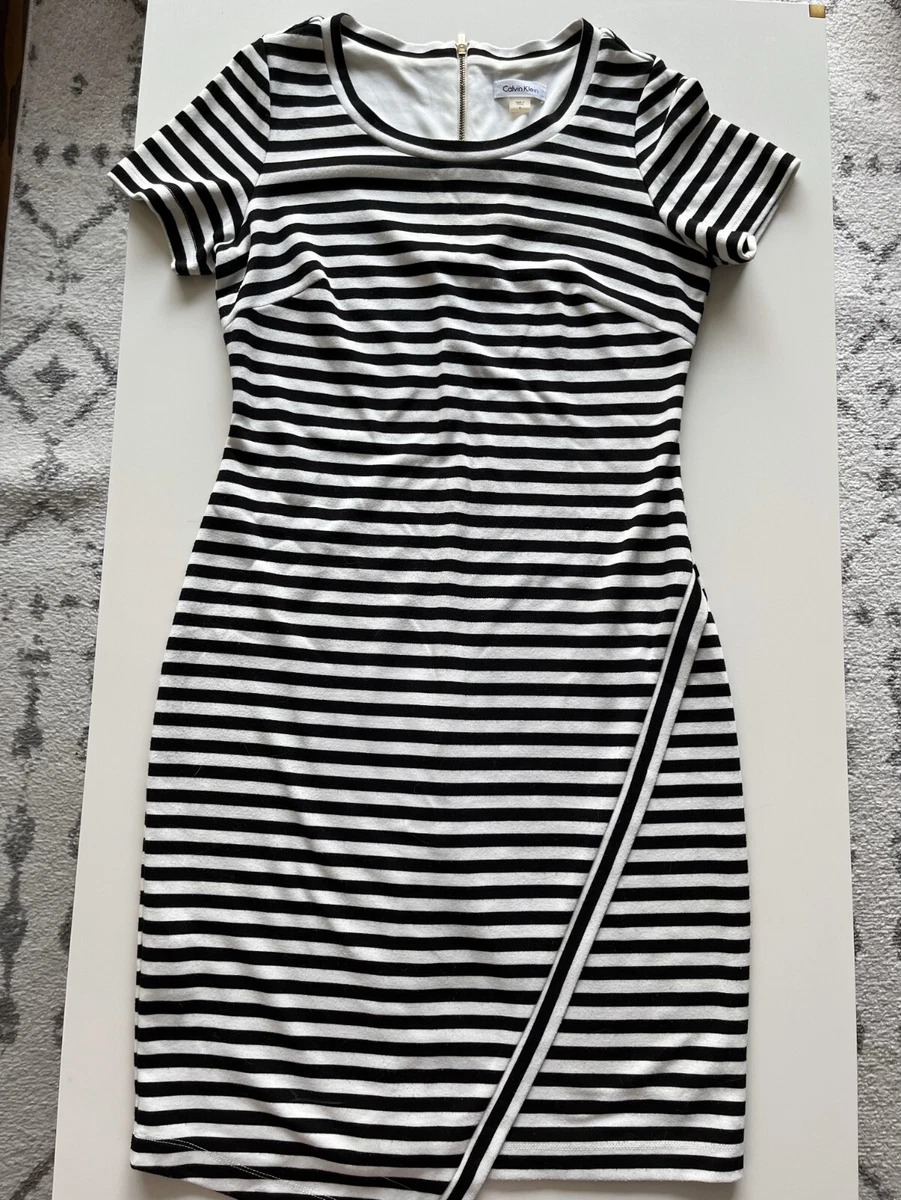 Calvin klein black and white striped dress 2025