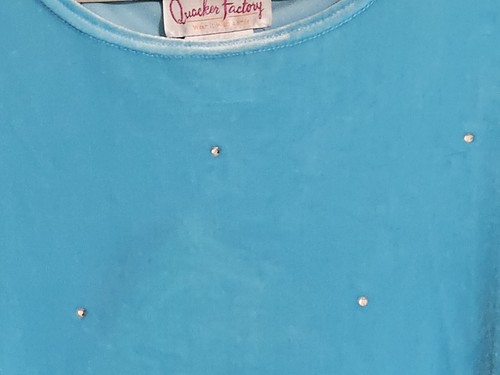 Quacker Factory 2X Ladies Scoop Neck Short Sleeve Emblished Turquoise Blue Top - Picture 5 of 10