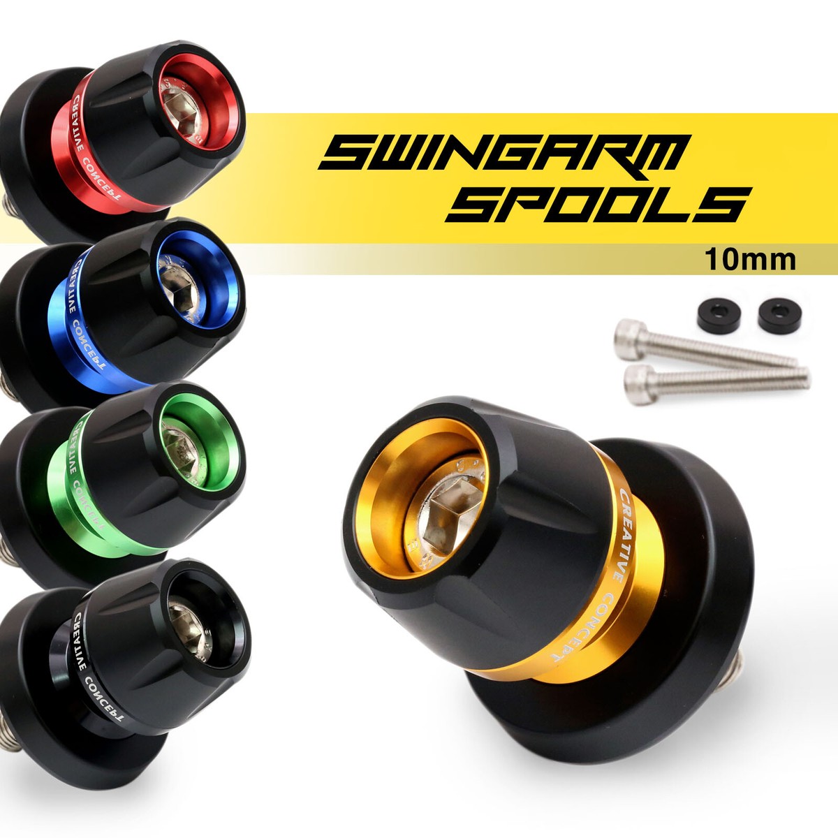 Blue BB01 CNC M10 Rear Swing Arm Spools For ZX-10R Ninja 04