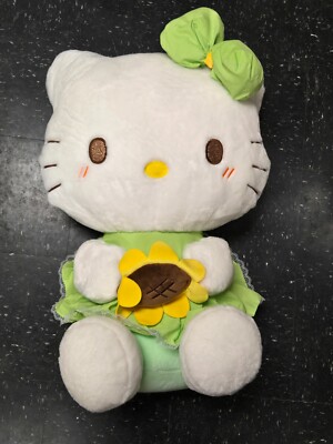 Hello Kitty HOlding Sunflower Plush 30" Large size Jumbo Green Dress | eBay