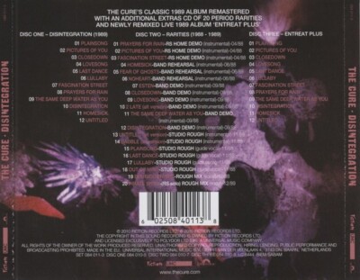The CURE CD x 3 Disintegration 2019 REMASTERED +24 New Trks