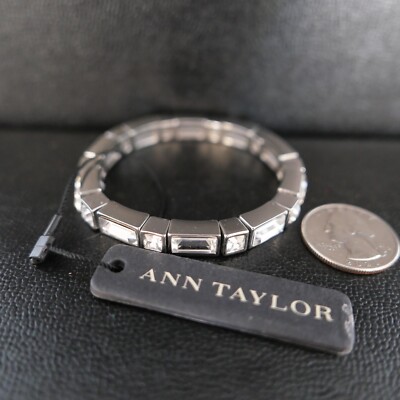 Ann Taylor Clear Swarovski Crystal SIlver Tone Bracelet w/ Tag # 90212512 D13