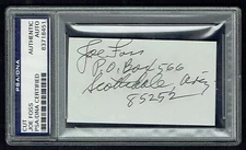 Joe Foss d. 2003 signed autograph auto 2.5x3.5 cut WWII USMC MOH PSA Slabbed