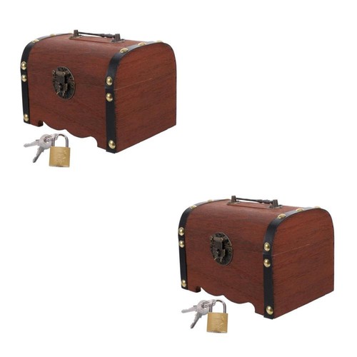 2 Pack Retro Money Bank Treasure Chest with Lock Child Keepsake Boxes - 第 8/12 張圖片