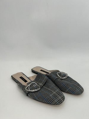 zara flat mules with buckle detail