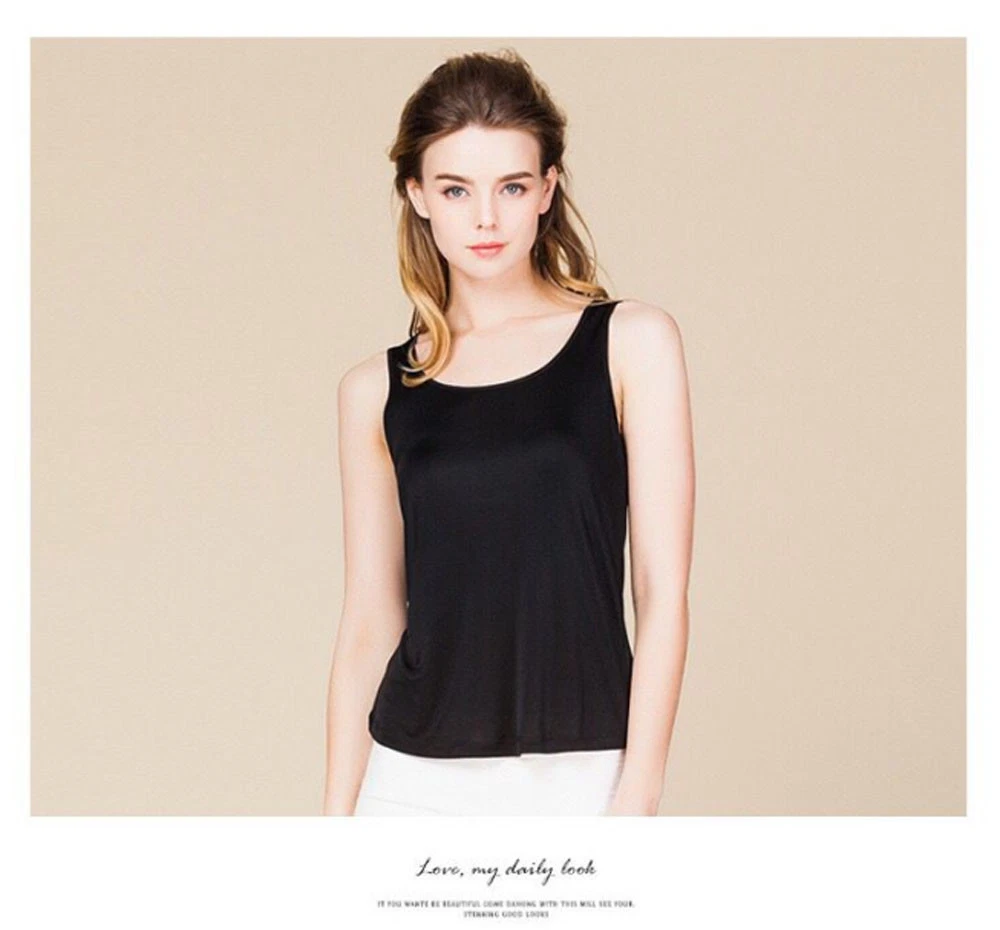 Women's 100% Silk Jersey Tank Top Base Layer Top Shirt Silk Undershirt Singlet