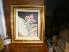 Original Oil Painting Canvas  3 Roses modern look  Signed Framed