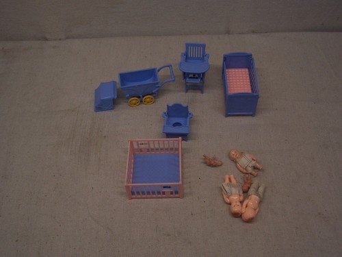 vintage IDEAL plastic doll furniture baby's room crib high chair rocker playpen