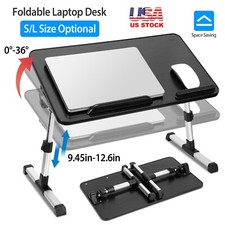 Foldable Laptop Table Stand Portable Desk Bed Tray Height Angle Adjustable