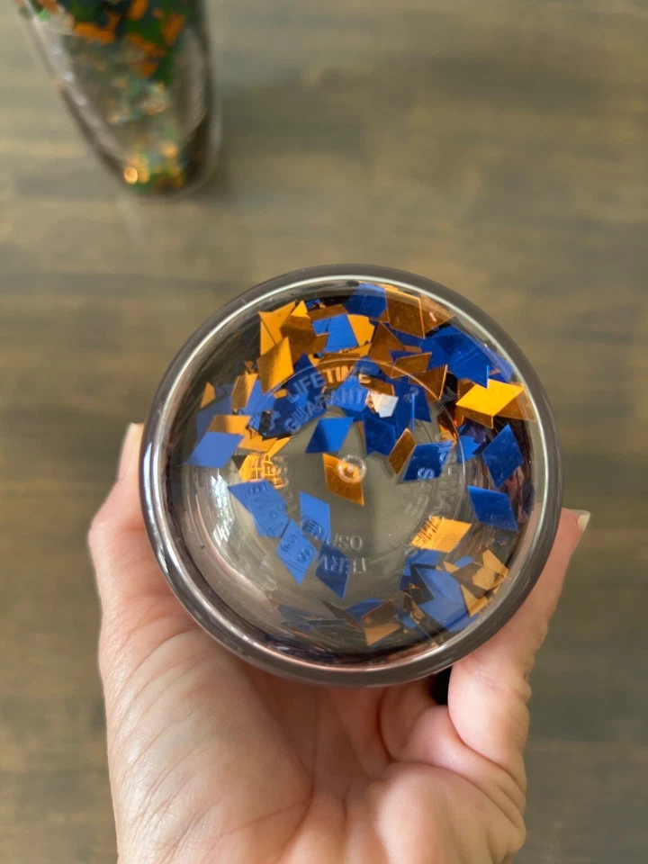 Set 2 Vintage Tervis Tumblers Confetti Glitter 16 oz Flake Cups - Image 4 of 4