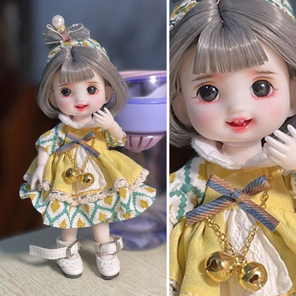 Cute 1/8 BJD Dolls 16cm Mini Girl Doll with Short Hair Headband Outfits Kids Toy eBay