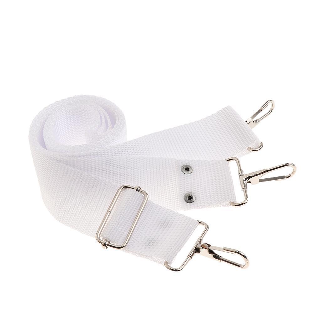 White Marching Band bass drum shoulder strap with metal clips for drum