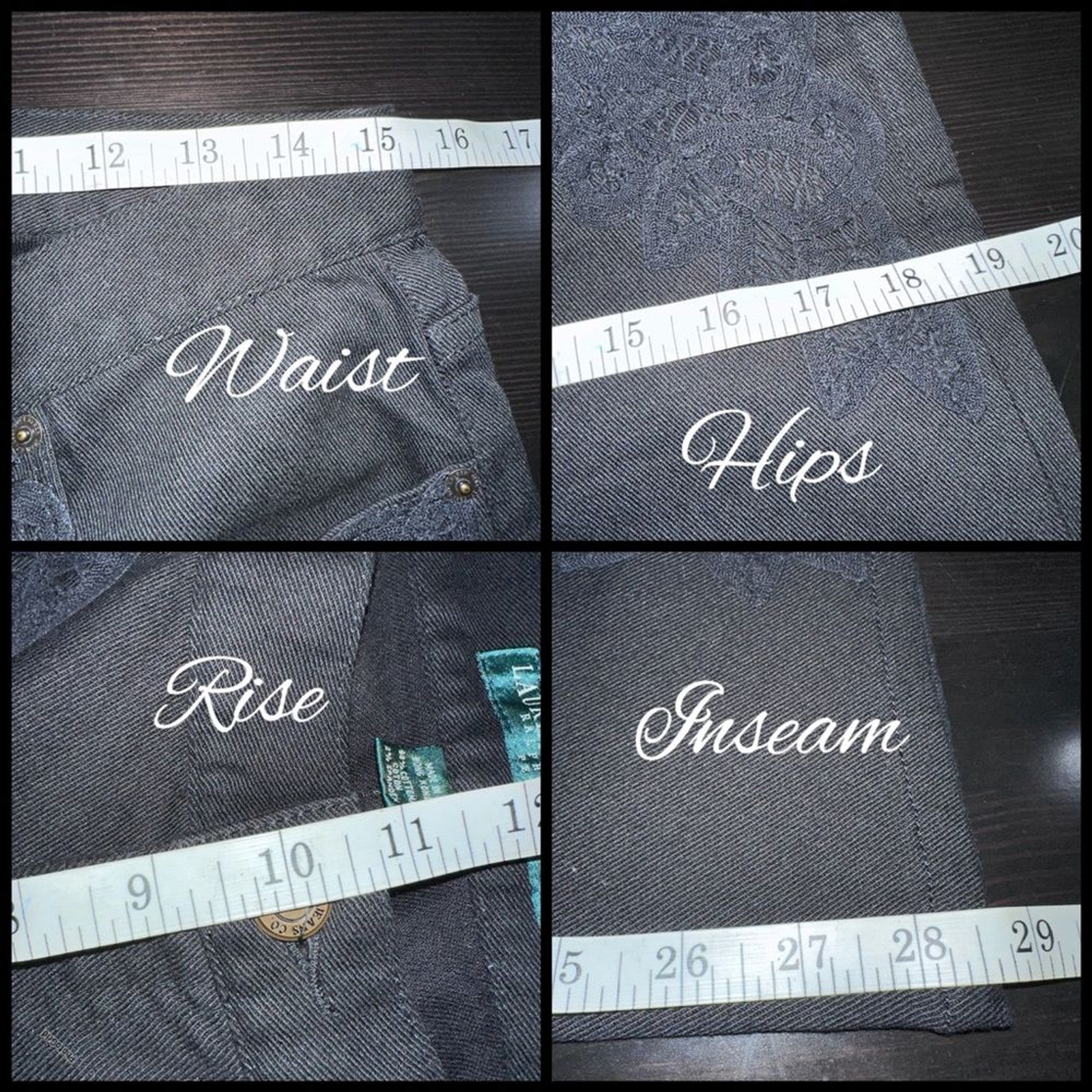 Lauren Jeans Co Ralph Lauren Petite Black Floral Lace Appliqué Jeans Size 10P thumbnail 12