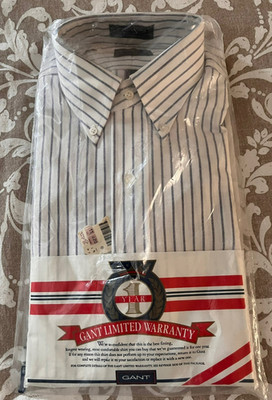 Vtg Gant Mens Dress Shirt 15 1/2-33 Long Sleeve Unopened Blue Pinstripe B Altman