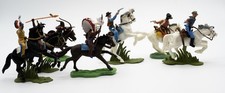 7 Vintage Britains Plastic Cowboys and Indians Mounted Hong Kong