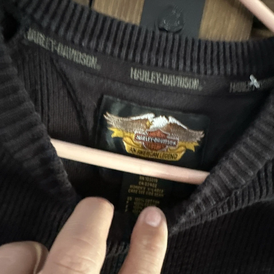 Suéter Harley Davidson para mujer talla XL negro con Harley naranja en las mangas Foto 3 de 4