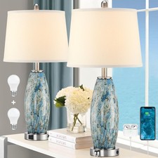 29 Tall Table Lamps Set of 2, Large Modern Lamps for Bedroom with Nightlight,