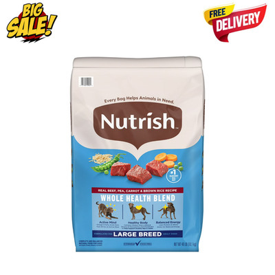 Rachael Ray Nutrish Large Breed Beef Pea Carrot Brown Rice Dog Food 40 lb