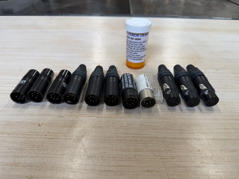 Lot of DMX 5 Pin Connectors, Terminators, Testers, and Turnarounds