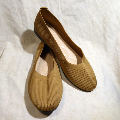   Unbranded Comfort Cushioned Ballet Flats sz 12 (43) Golden Brown Woven Fabric