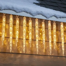 Minetom 20ft 100 LED Icicle Lights Outdoor w/ Clips, 20 Tubes Twinkling Crystal