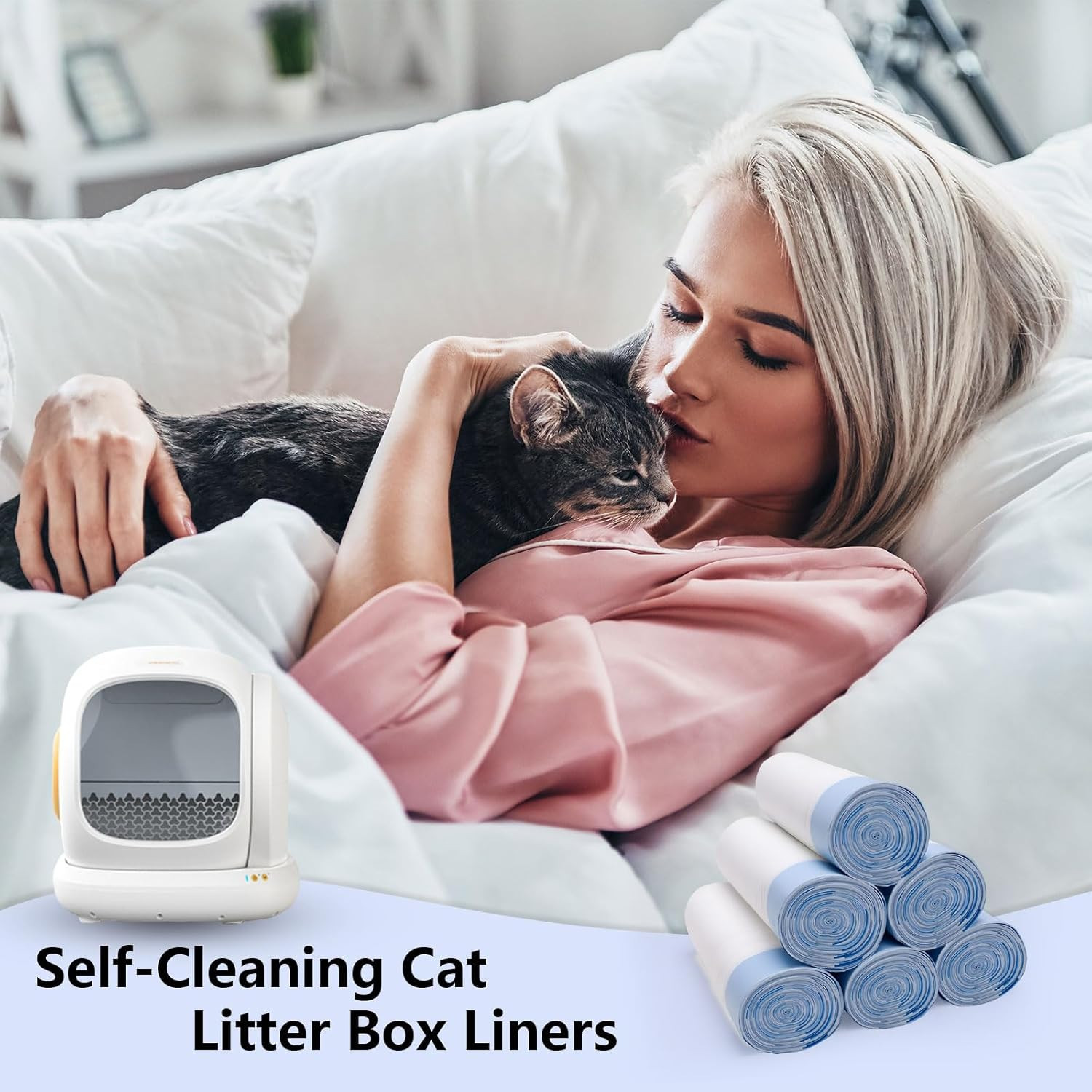 120 Count Self-Cleaning Cat Litter Box Liners Bag, Compatible with Meowant-Sco1