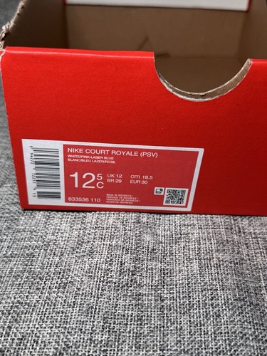 Nike Kids Court Royale Sneakers (PSV) Kids Size 12.5C White/Pink/Blue 833536 110 - Picture 6 of 9