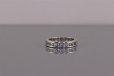 Sterling Silver Channel Set Princess Cubic Zirconia Solid Band Ring 925 Sz: 7