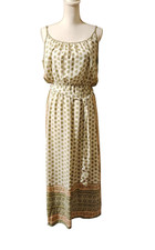 Gap Mix Print Sleeveless Maxi Dress Belted Green Pink White Size Small/Tall