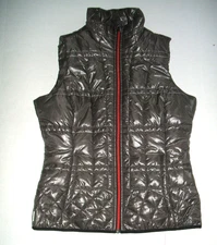 LOLE Quilted Puffer Vest Women S Polyester Shiny Metallic Red Zipper